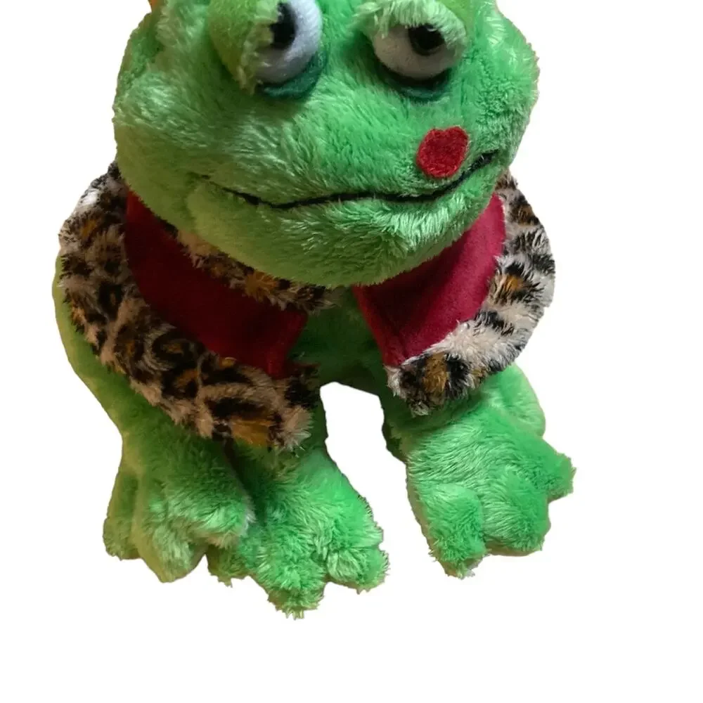 Ganz Frog Prince‎ Kissalot plush Green w/ Crown Leopard Print Robe
